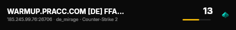 WARMUP.PRACC.COM [DE] FFA DM MIRAGE !skins !fps ✦ DEATHMATCH live status badge