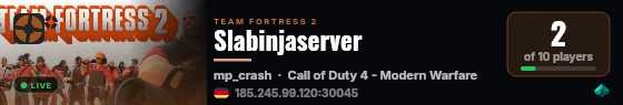 Slabinjaserver live status badge