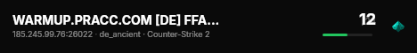 WARMUP.PRACC.COM [DE] FFA DM ANCIENT !skins !fps ✦ DEATHMATCH live status badge