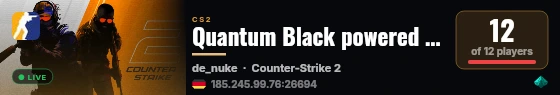 Quantum Black powered by PRACC.COM live status badge