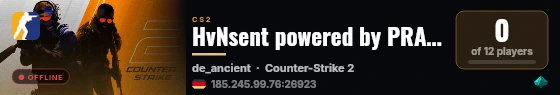 HvNsent powered by PRACC.COM live status badge
