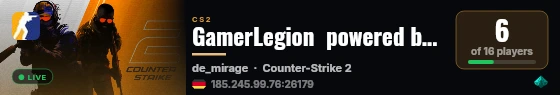 GamerLegion  powered by PRACC.COM live status badge