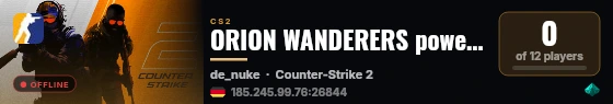 ORION WANDERERS powered by PRACC.COM live status badge