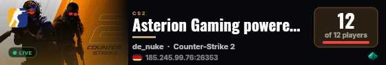 Asterion Gaming powered by PRACC.COM live status badge