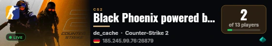 Black Phoenix powered by PRACC.COM live status badge