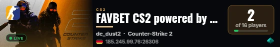 FAVBET CS2 powered by PRACC.COM live status badge