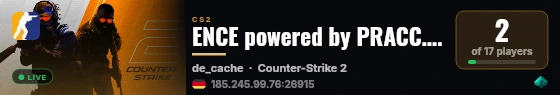 ENCE powered by PRACC.COM live status badge