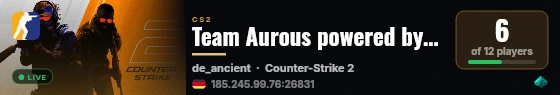 Team Aurous powered by PRACC.COM live status badge