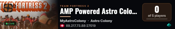 AMP Powered Astro Colony Server live status badge