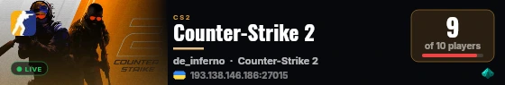 Counter-Strike 2 live status badge