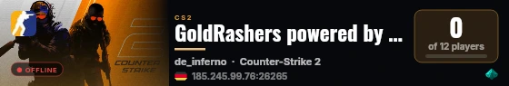 GoldRashers powered by PRACC.COM live status badge