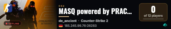 MASQ powered by PRACC.COM live status badge
