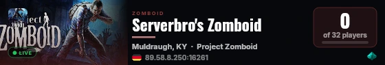 Serverbro's Zomboid live status badge