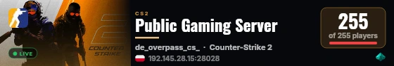 Public Gaming Server live status badge