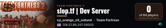 slop.tf | Dev Server live status badge
