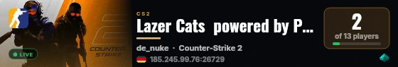 Lazer Cats  powered by PRACC.COM live status badge