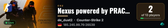 Nexus powered by PRACC.COM live status badge