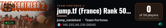 jump.tf (France) Rank 50 Only | Tempus Network live status badge