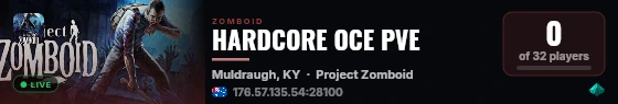 HARDCORE OCE PVE live status badge