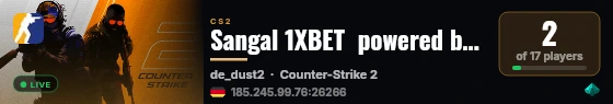 Sangal 1XBET  powered by PRACC.COM live status badge