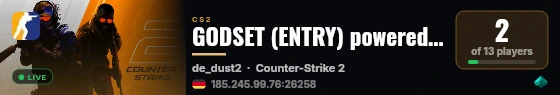 GODSET (ENTRY) powered by PRACC.COM live status badge
