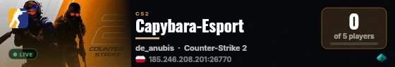 Capybara-Esport live status badge