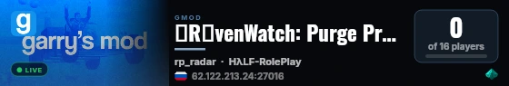 ➥RλvenWatch: Purge Protocol live status badge