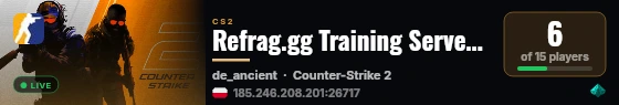 Refrag.gg Training Server (Player) live status badge