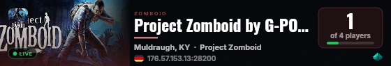 Project Zomboid by G-PORTAL.com live status badge