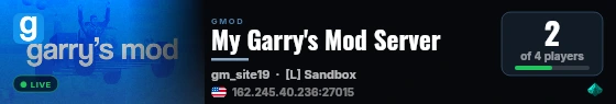 My Garry's Mod Server live status badge