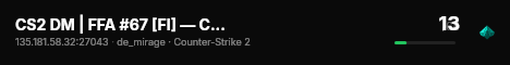 CS2 DM | FFA #67 [FI] — CYBERSHOKE.NET (20 SLOTS) live status badge