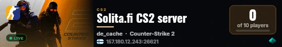 Solita.fi CS2 server live status badge