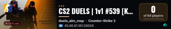 CS2 DUELS | 1v1 #539 [KZ] — CYBERSHOKE.NET (ARENA MAPS) live status badge