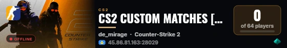 CS2 CUSTOM MATCHES [KZ] — CYBERSHOKE.NET live status badge