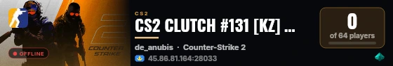 CS2 CLUTCH #131 [KZ] — CYBERSHOKE.NET (2VS5) live status badge