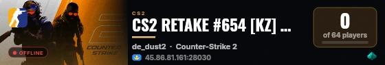 CS2 RETAKE #654 [KZ] — CYBERSHOKE.NET (9 SLOTS) live status badge