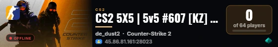 CS2 5X5 | 5v5 #607 [KZ] — CYBERSHOKE.NET live status badge