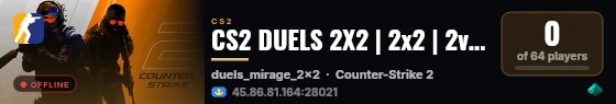 CS2 DUELS 2X2 | 2x2 | 2v2 #62 [KZ] — CYBERSHOKE.NET (ONLY MIR live status badge