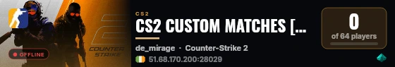 CS2 CUSTOM MATCHES [DE] — CYBERSHOKE.NET live status badge