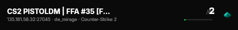 CS2 PISTOLDM | FFA #35 [FI] — CYBERSHOKE.NET (20 SLOTS) live status badge