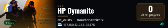 HP Dymanite live status badge