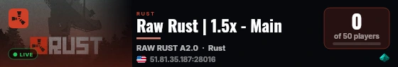 Raw Rust | 1.5x - Main live status badge