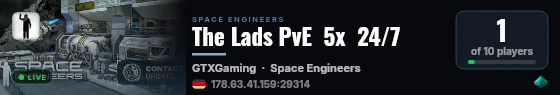 The Lads PvE  5x  24/7 live status badge
