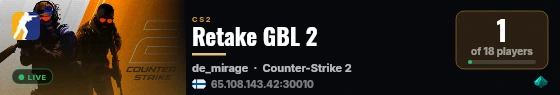 Retake GBL 2 live status badge