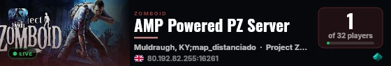 AMP Powered PZ Server live status badge