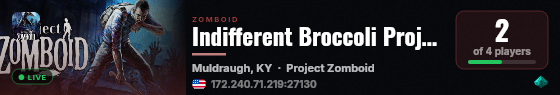Indifferent Broccoli Project Zomboid Server live status badge