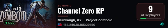 Channel Zero RP live status badge