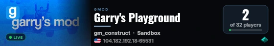 Garry's Playground live status badge