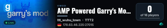 AMP Powered Garry's Mod Server live status badge