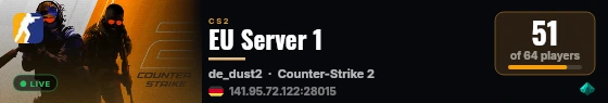 EU Server 1 live status badge